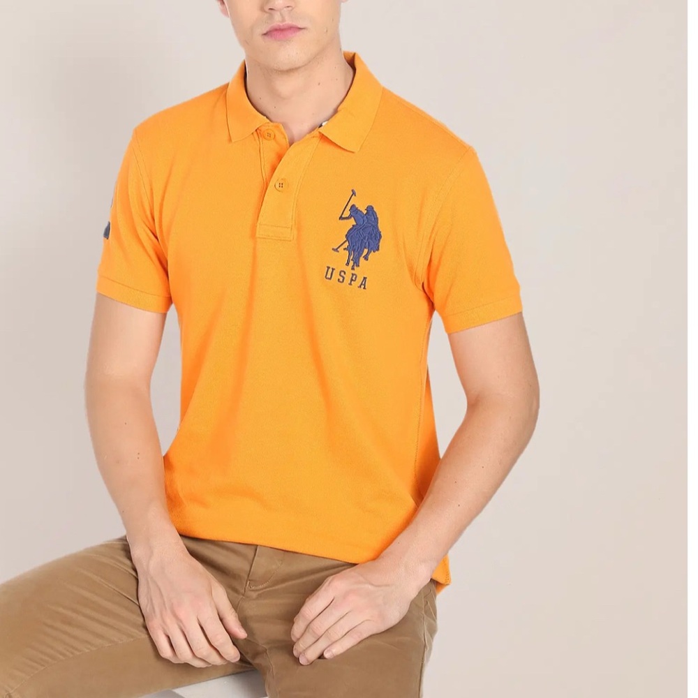 U.S. Polo Assn. Bright Orange Polo with Blue Emblem